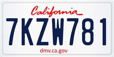 CA license plate 7KZW781