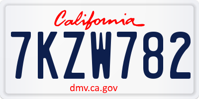 CA license plate 7KZW782