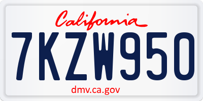 CA license plate 7KZW950