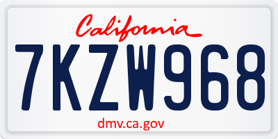 CA license plate 7KZW968