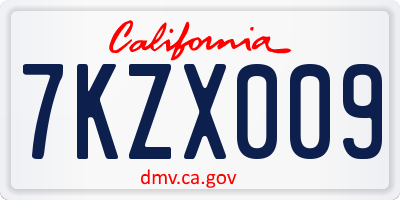CA license plate 7KZX009