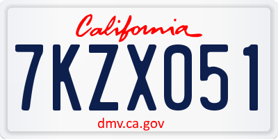 CA license plate 7KZX051