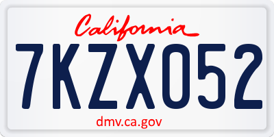 CA license plate 7KZX052