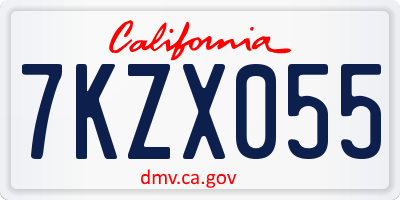 CA license plate 7KZX055