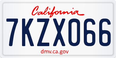 CA license plate 7KZX066