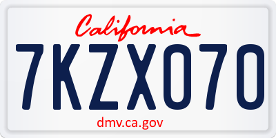 CA license plate 7KZX070