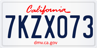 CA license plate 7KZX073