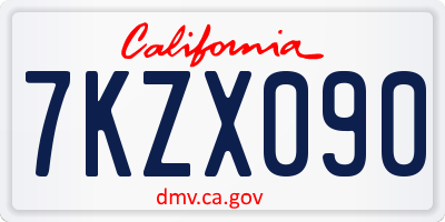 CA license plate 7KZX090