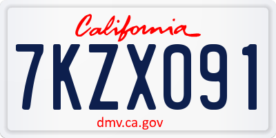 CA license plate 7KZX091
