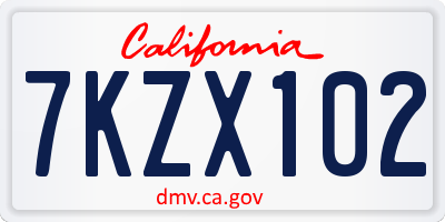 CA license plate 7KZX102