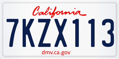 CA license plate 7KZX113
