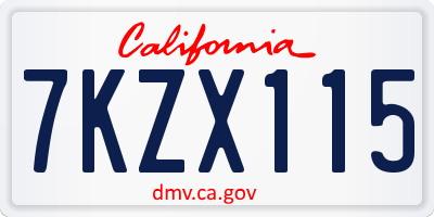 CA license plate 7KZX115