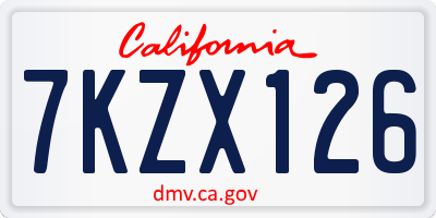 CA license plate 7KZX126