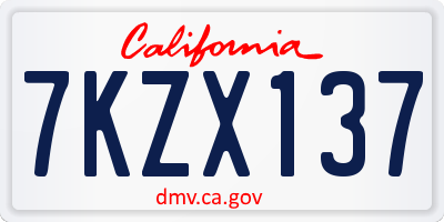 CA license plate 7KZX137