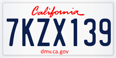 CA license plate 7KZX139