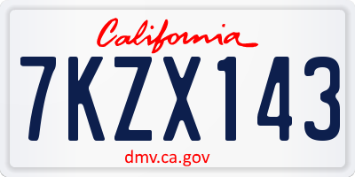 CA license plate 7KZX143