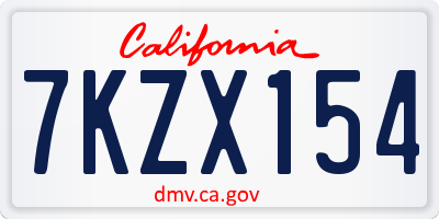 CA license plate 7KZX154