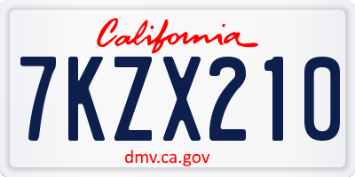 CA license plate 7KZX210