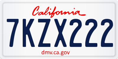 CA license plate 7KZX222
