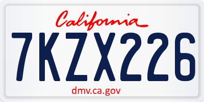 CA license plate 7KZX226