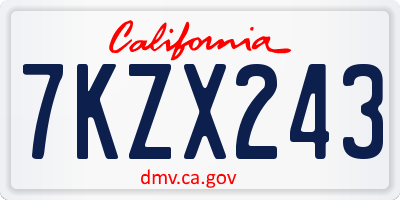 CA license plate 7KZX243
