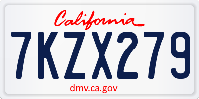 CA license plate 7KZX279