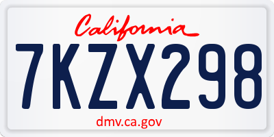 CA license plate 7KZX298