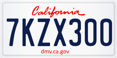 CA license plate 7KZX300