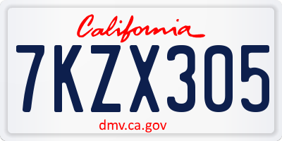 CA license plate 7KZX305
