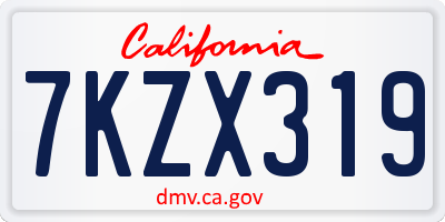CA license plate 7KZX319