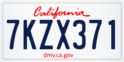 CA license plate 7KZX371