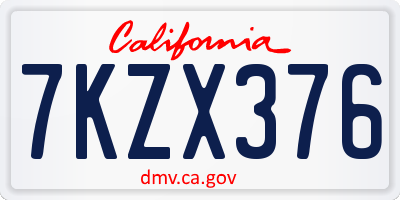 CA license plate 7KZX376