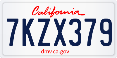 CA license plate 7KZX379