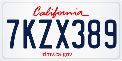 CA license plate 7KZX389