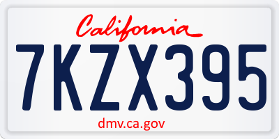 CA license plate 7KZX395