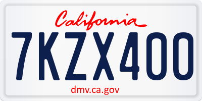 CA license plate 7KZX400