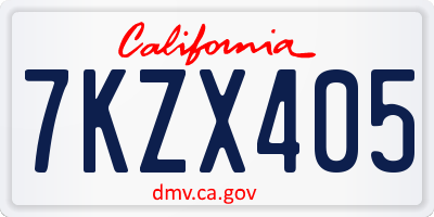 CA license plate 7KZX405