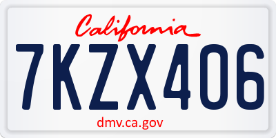 CA license plate 7KZX406