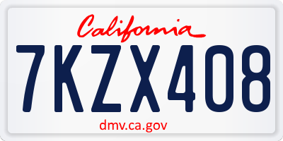 CA license plate 7KZX408