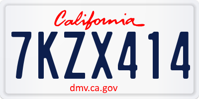 CA license plate 7KZX414