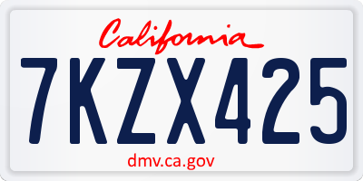 CA license plate 7KZX425