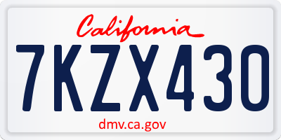 CA license plate 7KZX430