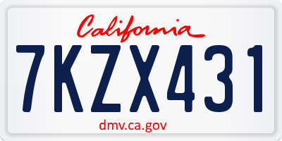 CA license plate 7KZX431