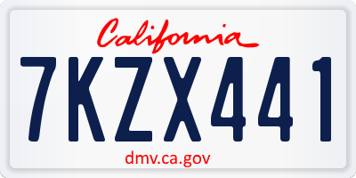 CA license plate 7KZX441