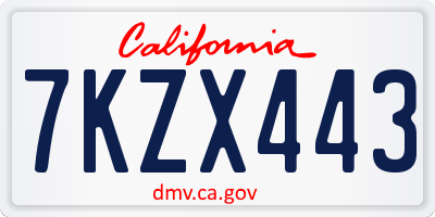 CA license plate 7KZX443