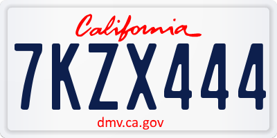 CA license plate 7KZX444