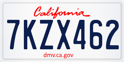 CA license plate 7KZX462