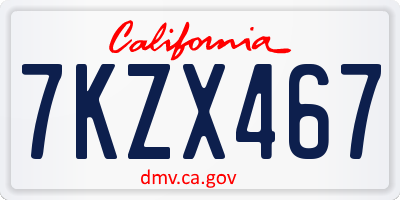 CA license plate 7KZX467