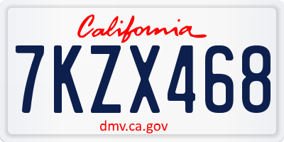 CA license plate 7KZX468