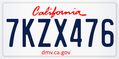 CA license plate 7KZX476
